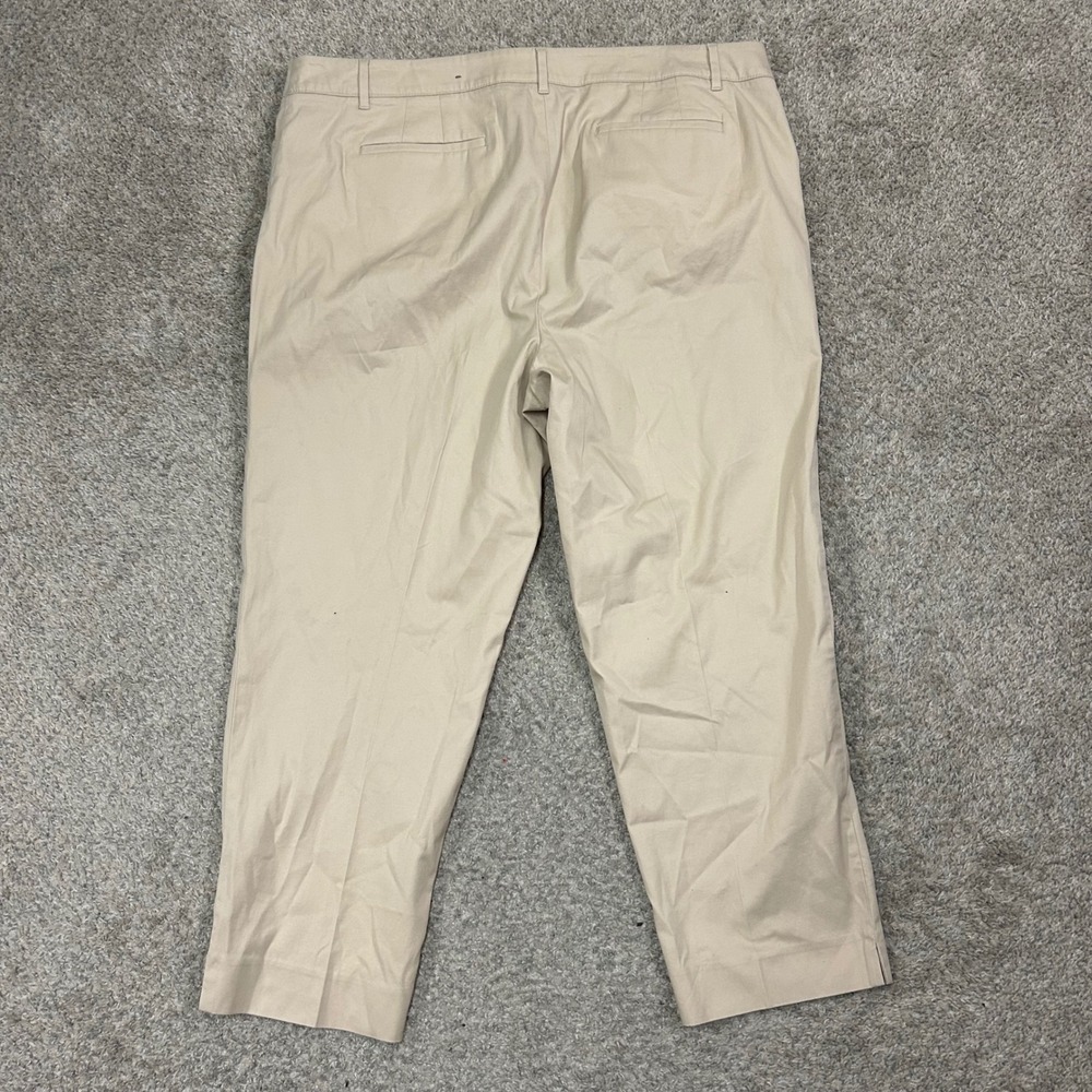 Talbots Perfect Crop Pants 18 Khaki Beige Cotton Blend Straight Leg 26" Inseam - Picture 7 of 7